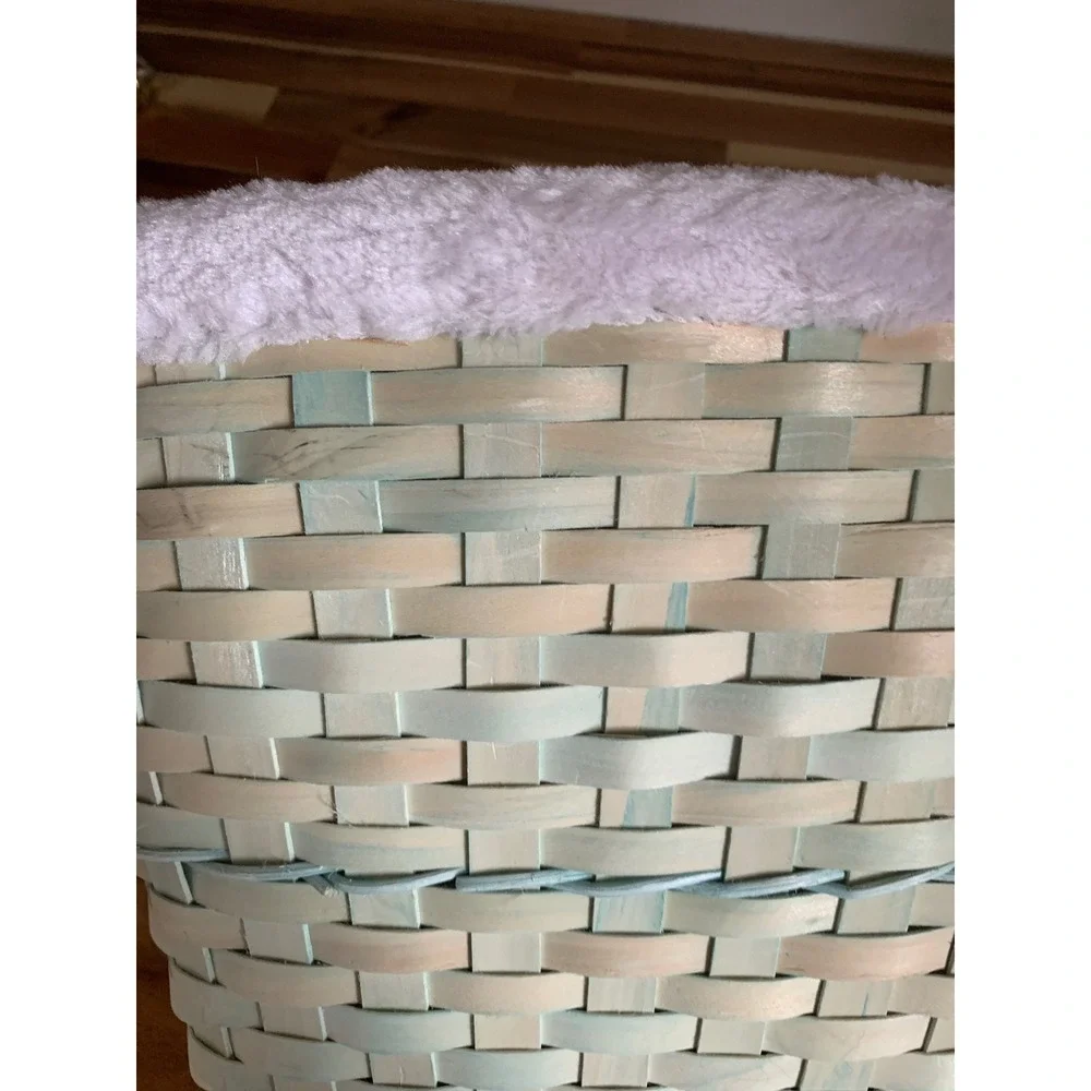 Vintage Woven Wood Easter Basket Bunny Ears Mint Green Cottagecore Fairycore Y2K